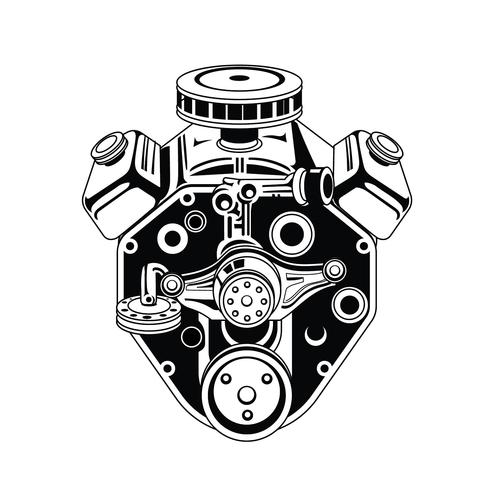 490x490 Monochrome Illustration Of Car Engine
