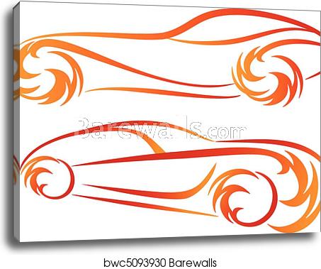 453x379 Fire Cars, Vector, Canvas Print Barewalls Posters Prints
