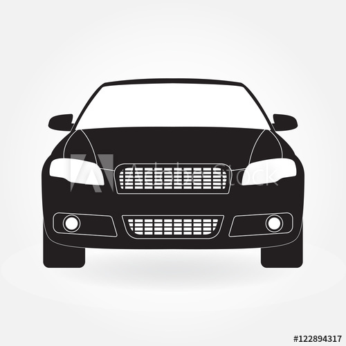 500x500 Car Front View Icon Or Sign Vector Illustration Of Vehicle Flat