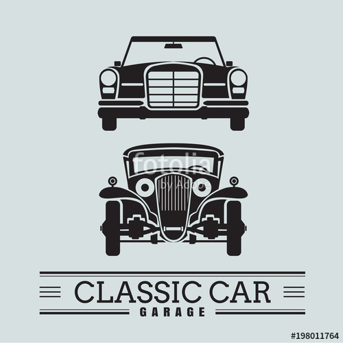 500x500 Set Classic Car Front View Icon Vector Illustrations Stock Image