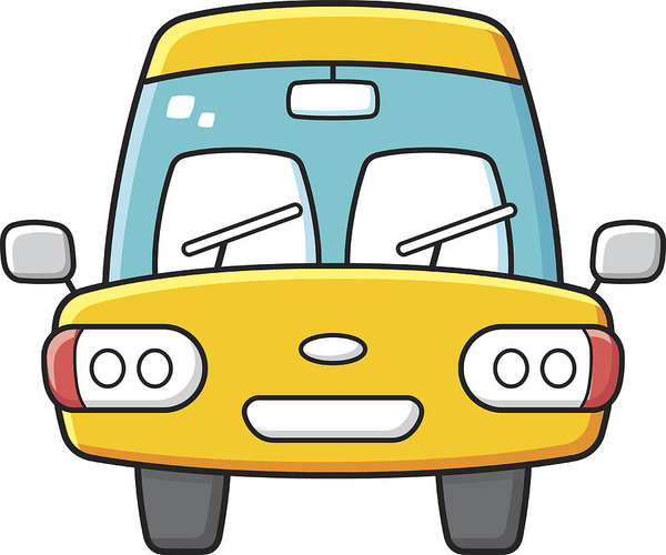 600x500 Yellow Car Front View Vector Art Print