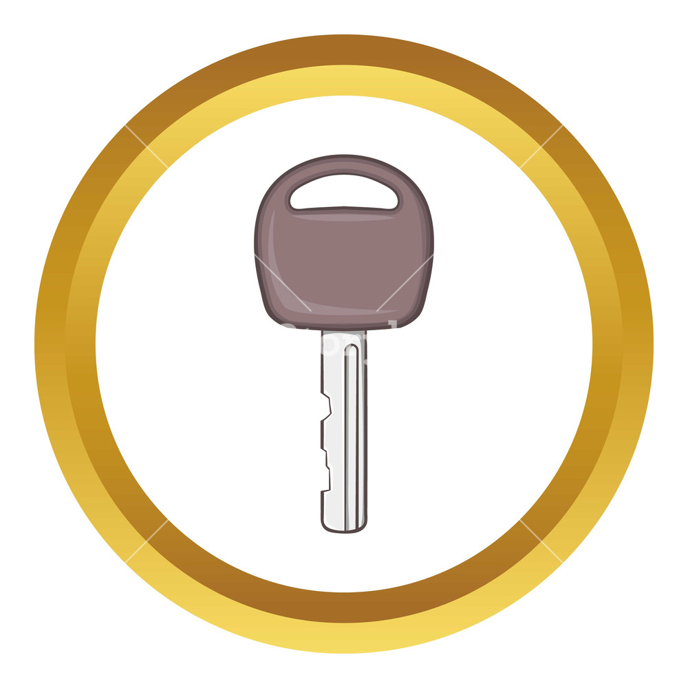 Car Key Vector Icon In Golden Circle, Cartoon Style Isolated 1000x1000 Car Key Vector Icon In Golden Circle, Cartoon Style Isolated
