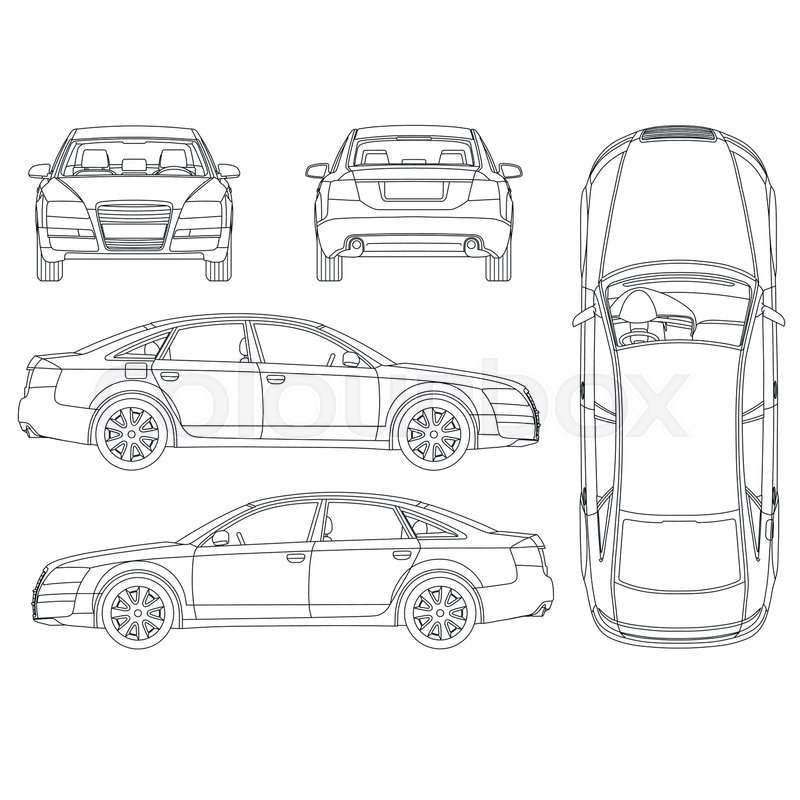 800x800 Car Line Draw Four All View Top Side Stock Vector Colourbox