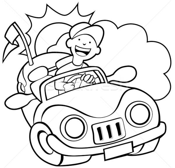 600x574 Convertible Car Line Art Vector Illustration John Takai