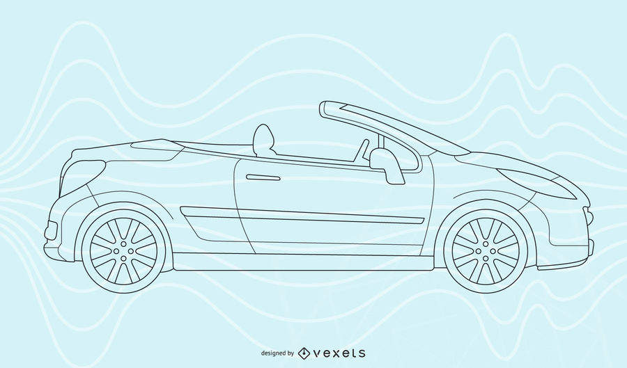 900x529 Convertible Car Line Art