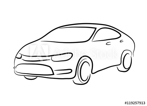 500x362 Sedan Car Line Art A Hand Drawn Vector Line Art Of A Sedan Car