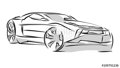 500x282 Sports Car Line Art Sketch Stock Image And Royalty Free Vector