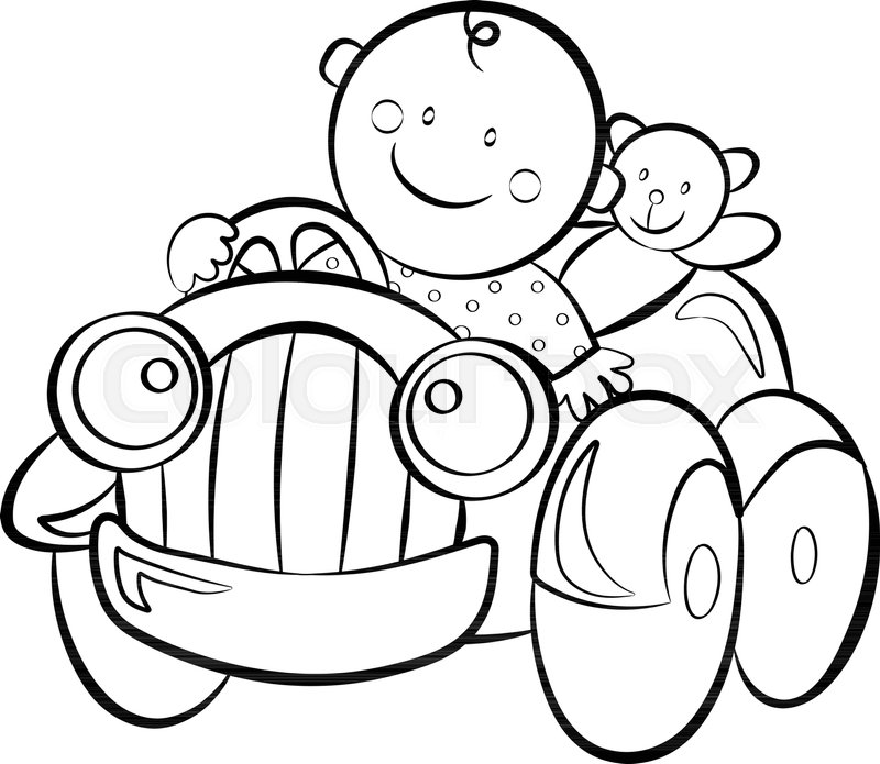 800x695 Baby Car Line Art Vector Stock Vector Colourbox