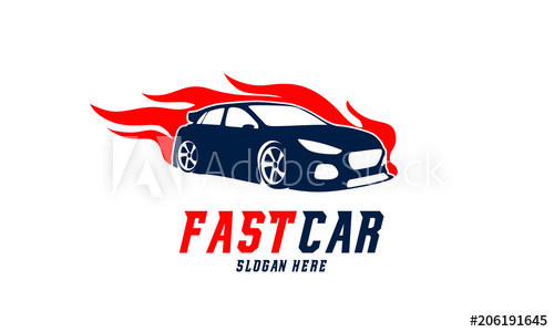 500x300 Fast Racing Car Logo Vector, Racing Car With Flame Logo Template