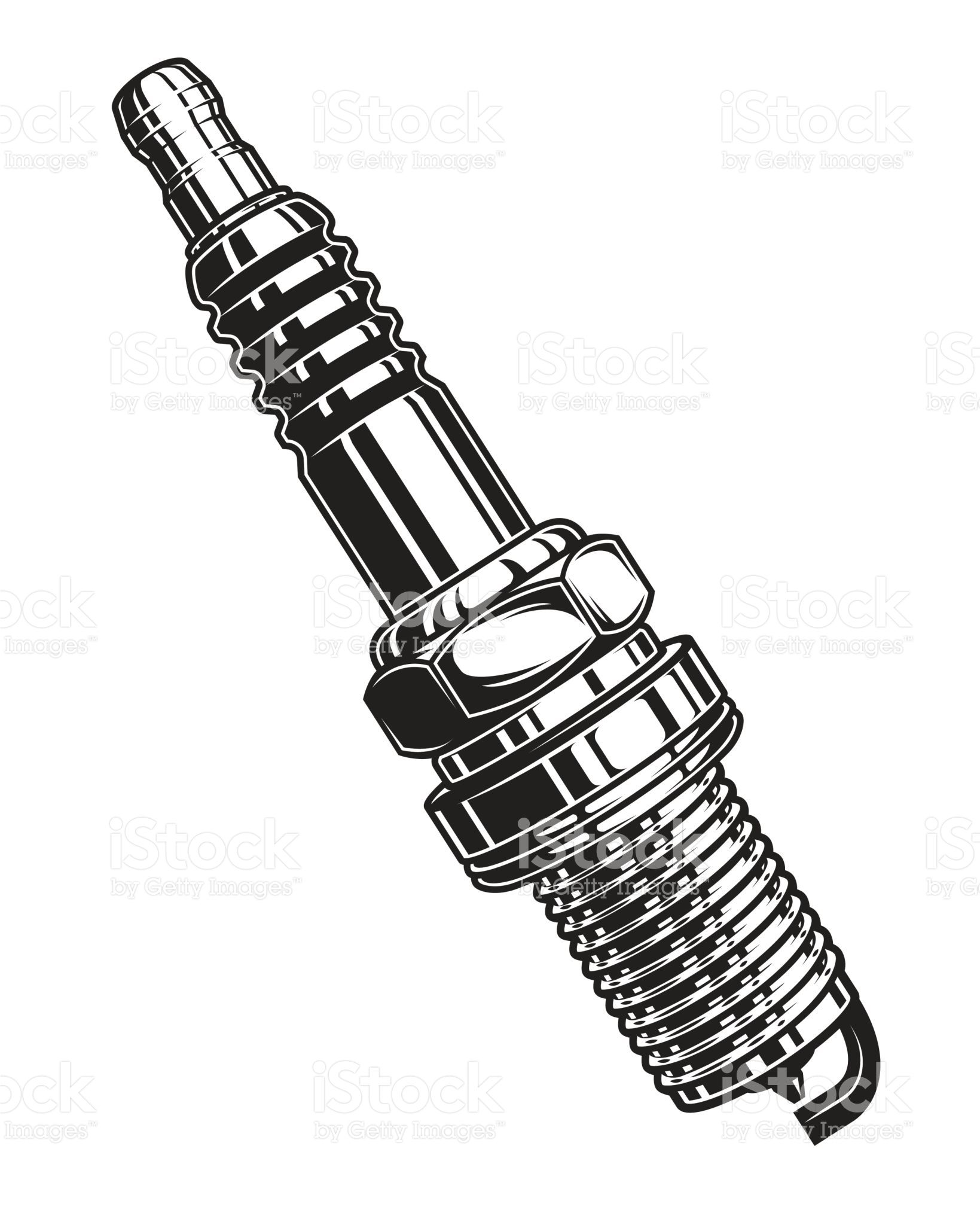 1639x2048 Isolated Monochrome Illustration Of Engine Spark Plug Stock