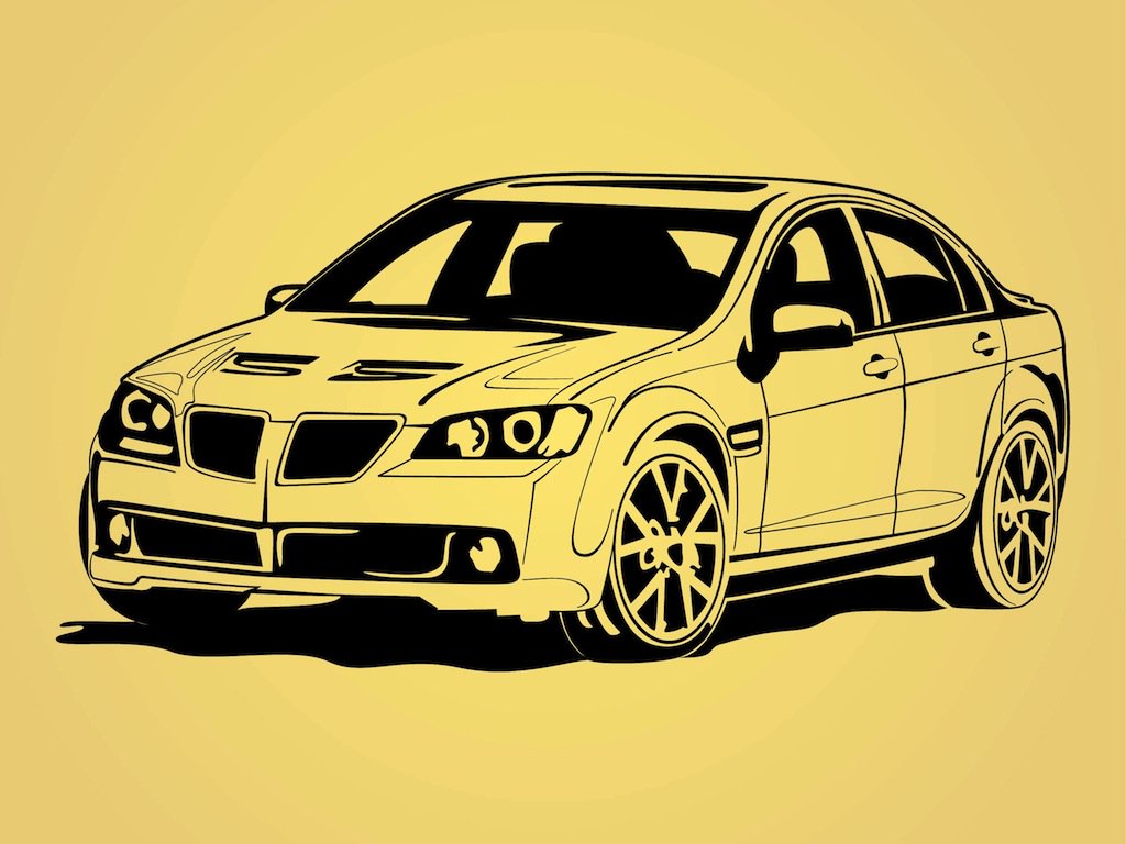 1024x768 Car Outlines Vector Art Graphics