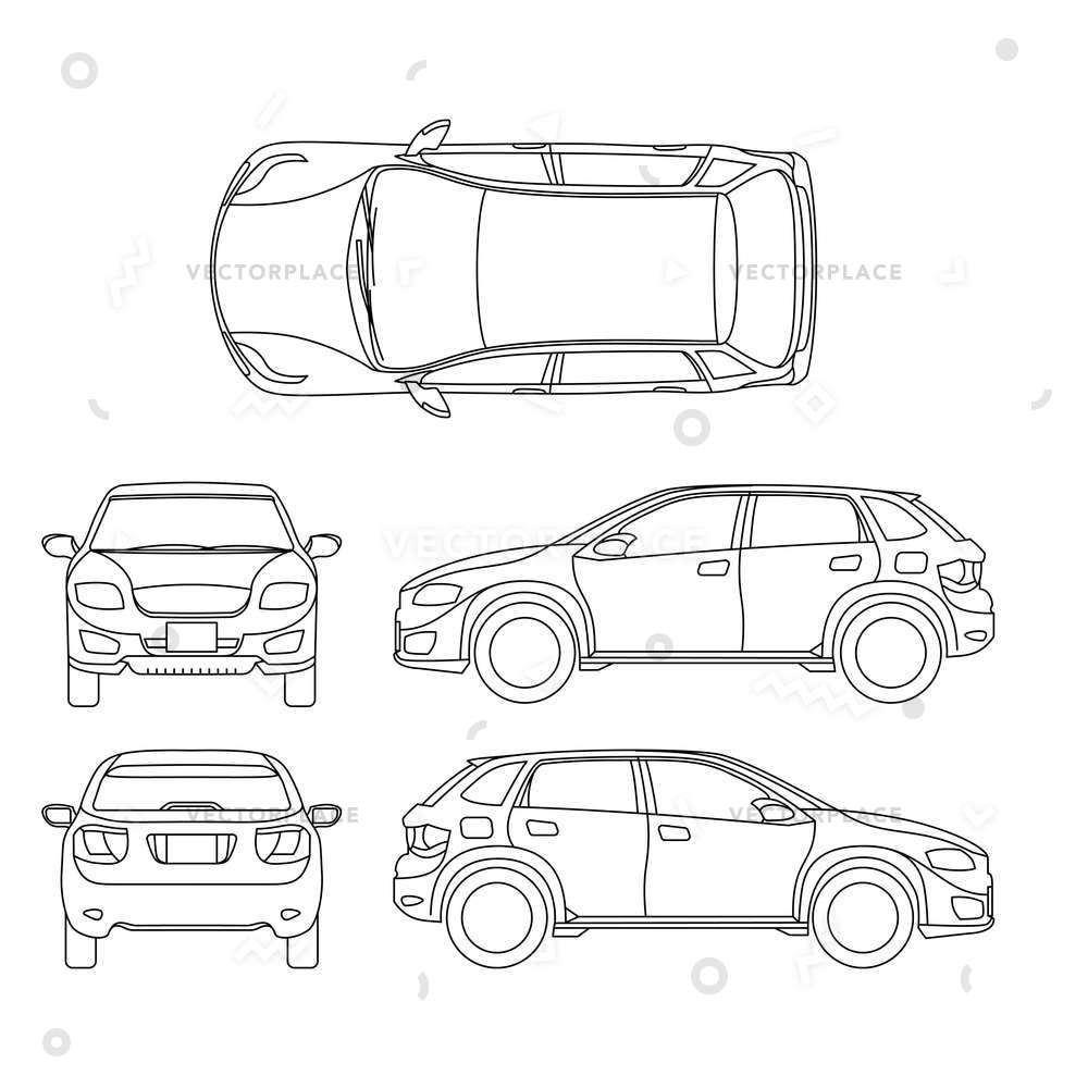 1000x1000 Offroad Suv Auto Outline Vehicle Car Vector Illustration