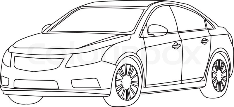 800x367 The Car Outline Vector Isolate On Stock Vector Colourbox