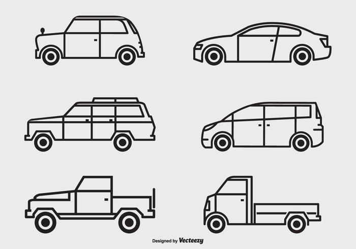 700x490 Black Outline Vector Cars