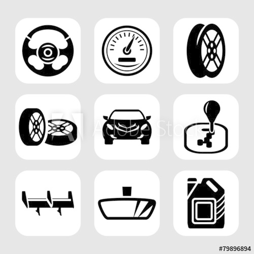 500x500 Car Parts Vector Icon Set