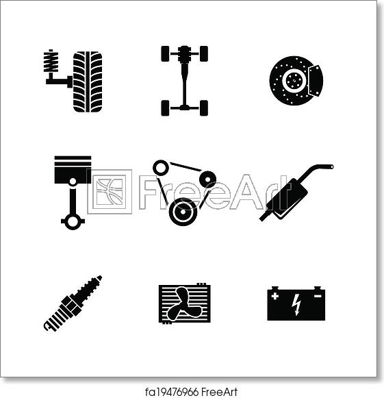 561x581 Free Art Print Of Vector Black Car Parts Icons Set Vector Black