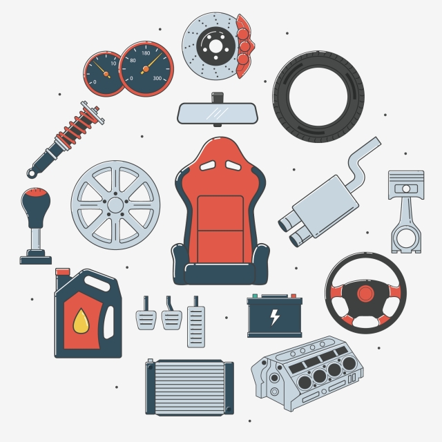 640x640 Set Of Car Parts, Car, Part, Spare Parts Png And Vector