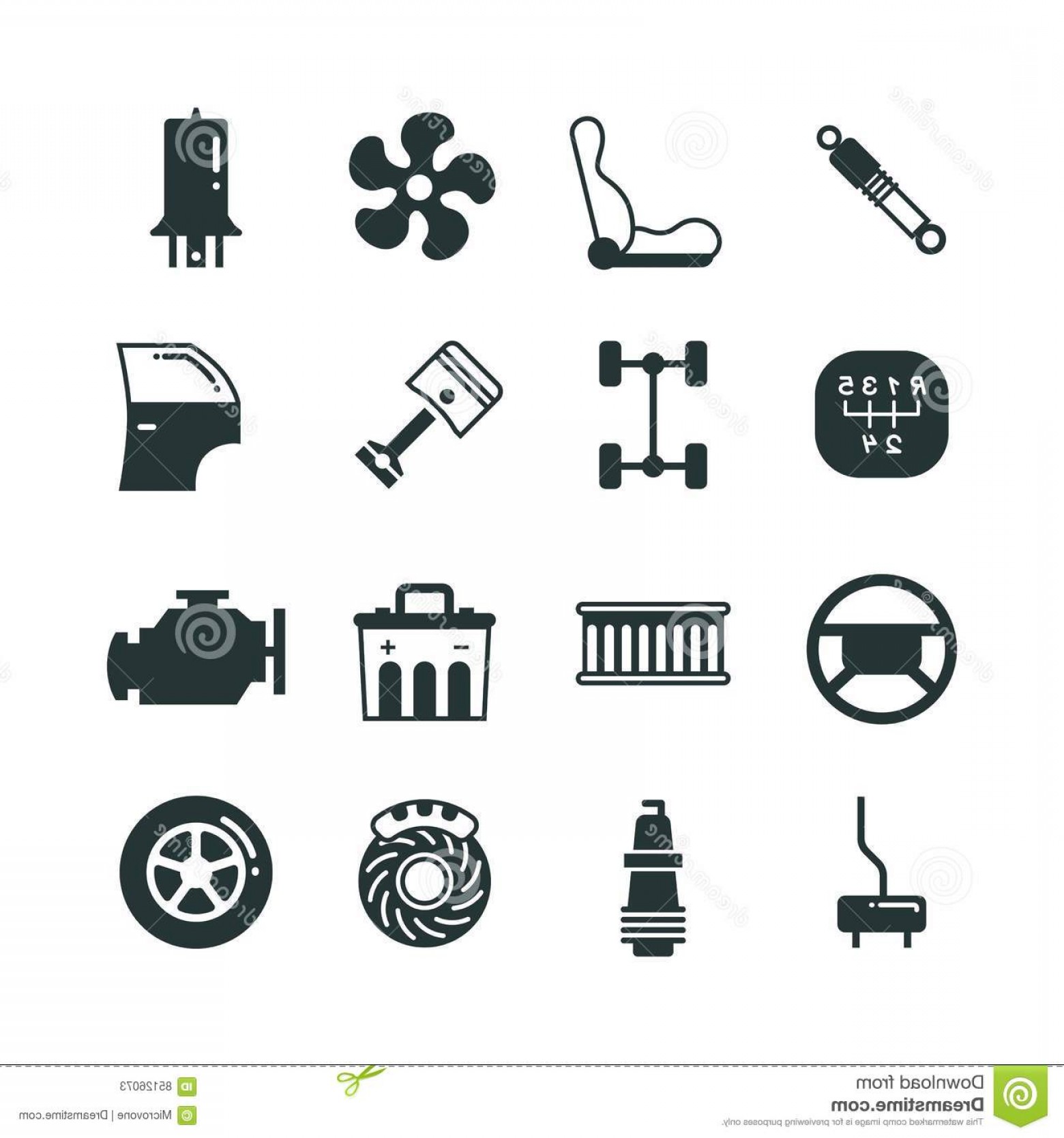 1560x1668 Stock Illustration Car Parts Mechanic Vector Icons Set Components