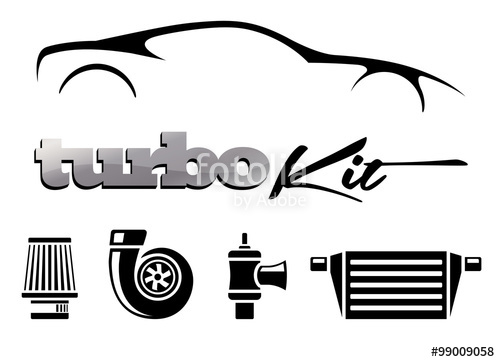 500x362 Vehicle Turbo Kit Performance Car Parts Icons Set Vector