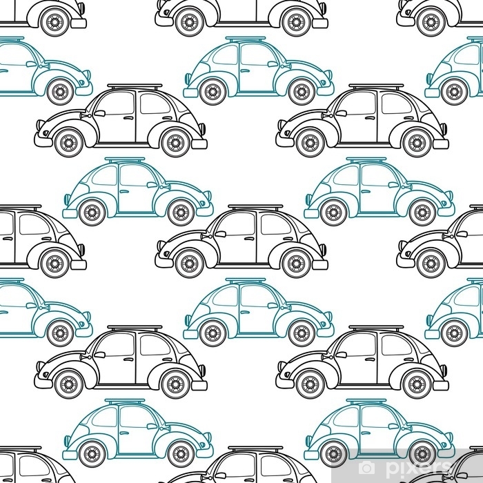 700x700 Cartoon Retro Car Seamless Pattern Vector Illustration Poster