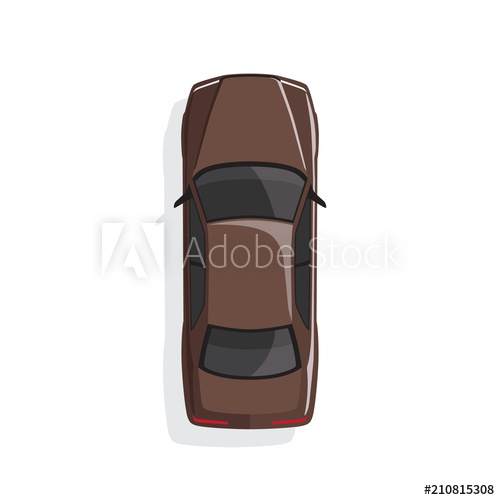 500x500 Brown Cartoon Car Top View Vector Illustration