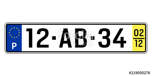 Portugal Car Plate Vehicle Registration Number Stock Image 500x250 Portugal Car Plate Vehicle Registration Number Stock Image