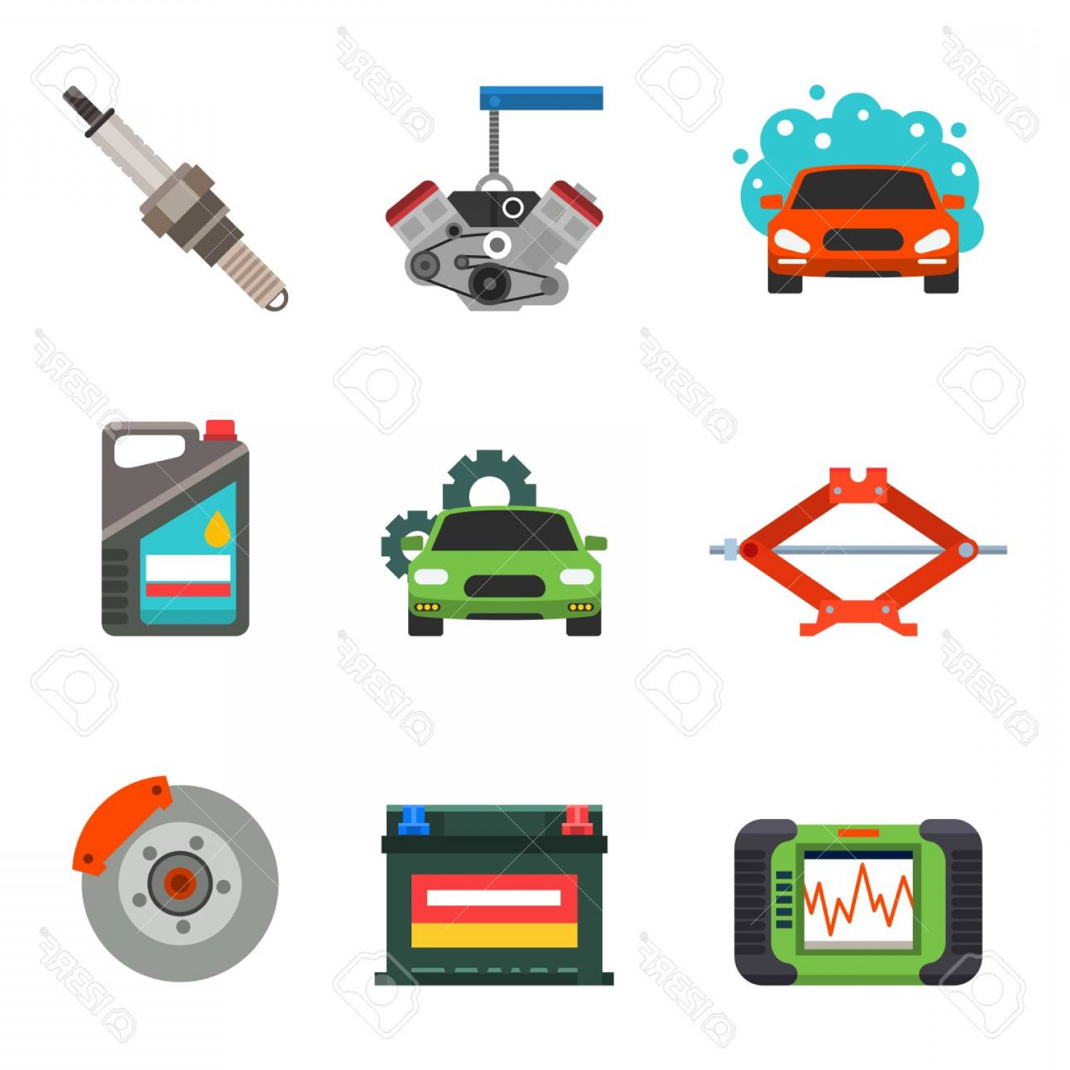 1560x1560 Photostock Vector Car Service Repair Vector Icons Set Car Repair