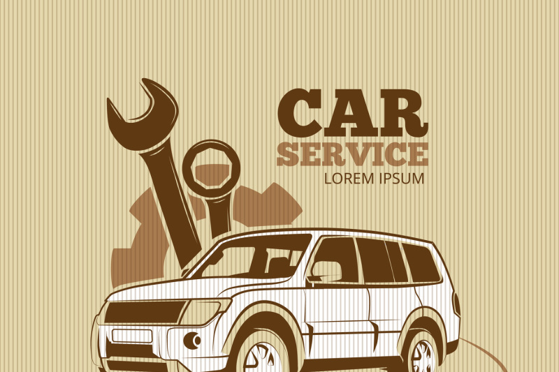 800x533 Retro Car Service Vector Poster