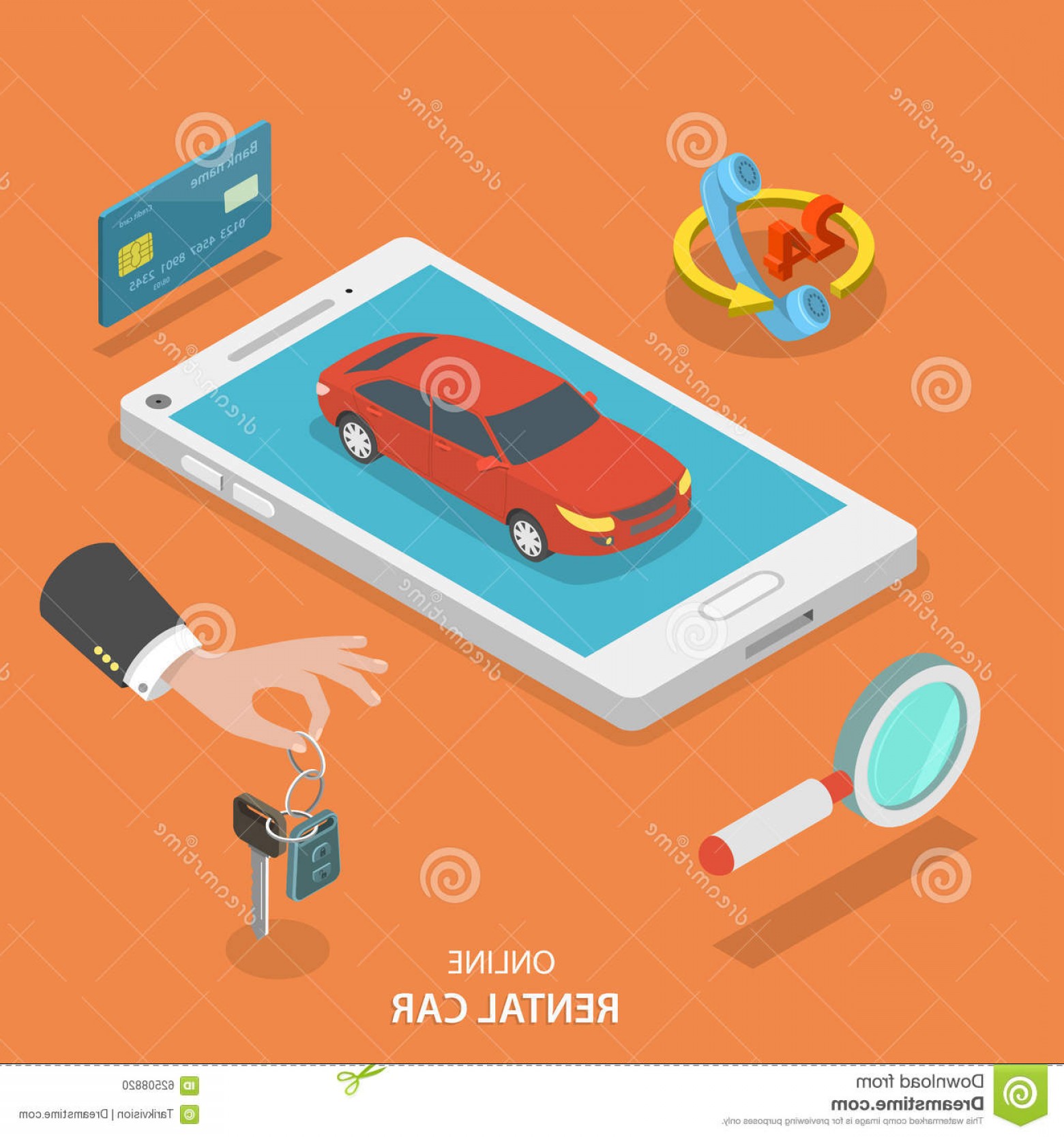 1560x1668 Stock Illustration Online Rental Car Service Vector Concept