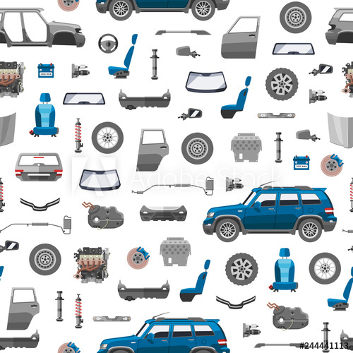 500x500 Auto Spare Parts Icons Seamless Pattern Car Service Vector
