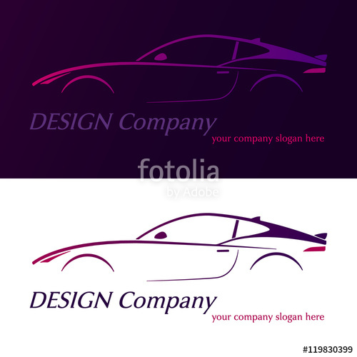 500x500 Vector Company Logo Icon Element Template Violet Car Contour Shape