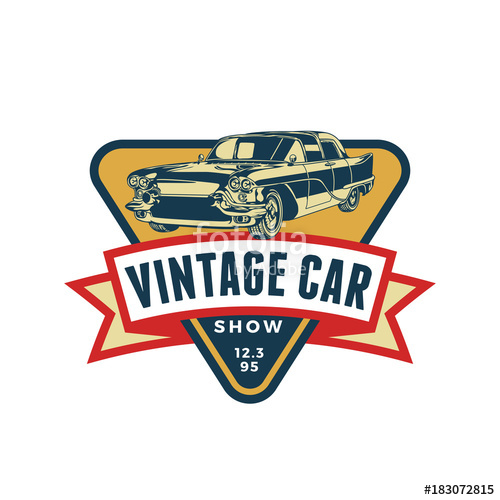 500x500 Colored Old Retro Style Vintage Classic Car Vector Logo, Badge