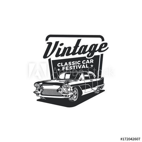 500x500 Old Style Vintage Classic Car Vector Logo, Badge, Emblem, Icon