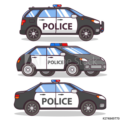 Police Car Side View Isolated On White Off Road Flat Line Art 500x500 Police Car Side View Isolated On White Off Road Flat Line Art