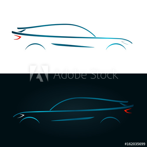 500x500 Concept Design Blue Car Silhouette Vector Illustration
