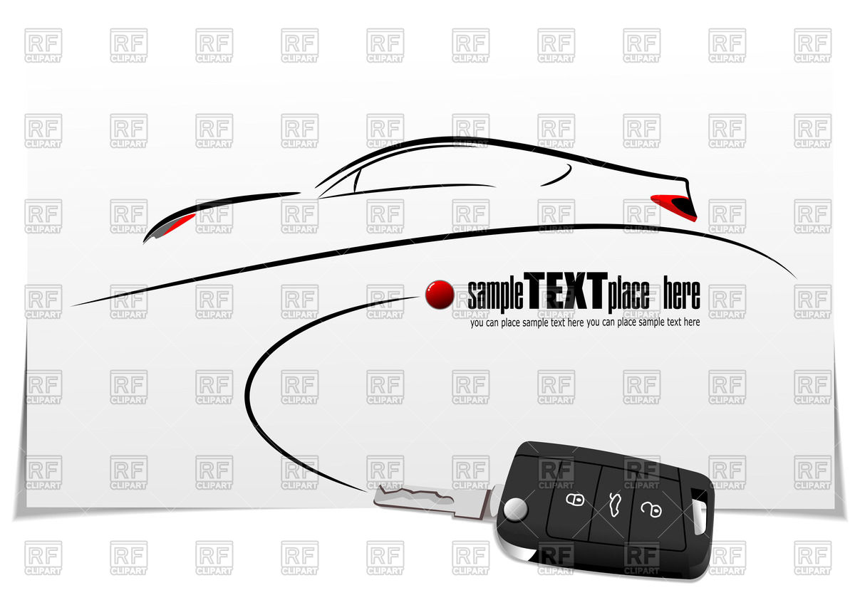 1200x850 Sketch Of Car Silhouette And Key With Car Alarm On White