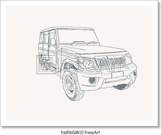 560x470 Free Art Print Of Adventure Off Road Car Sketch Vector Adventure