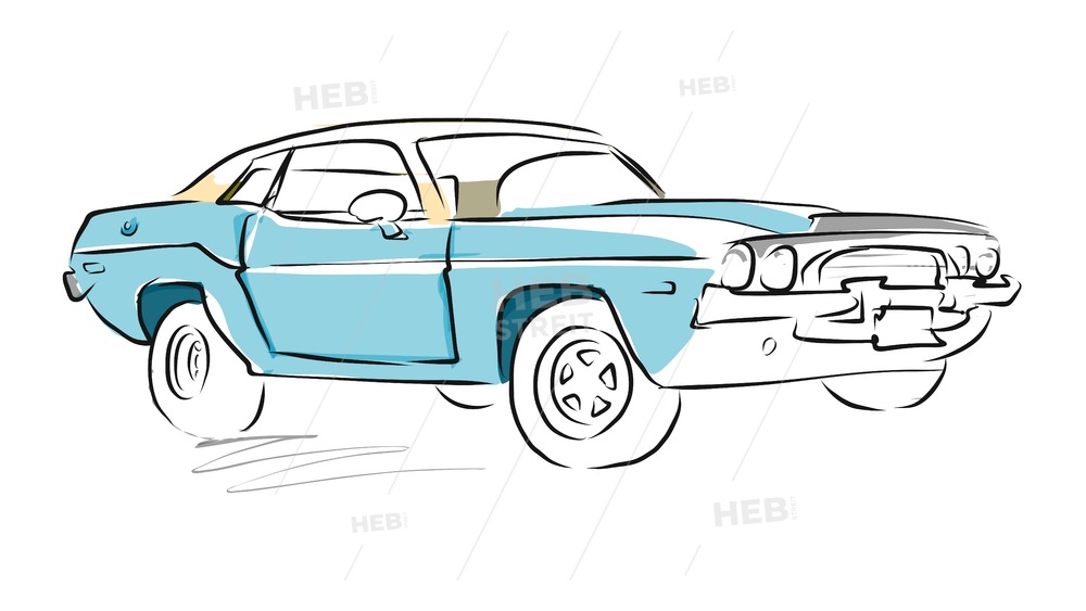 1000x563 Muscle Car Sketch, Vector Drawing Hebstreits Sketches