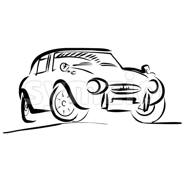 620x620 Old Small Sport Car Outline Sketch Vector Illustration
