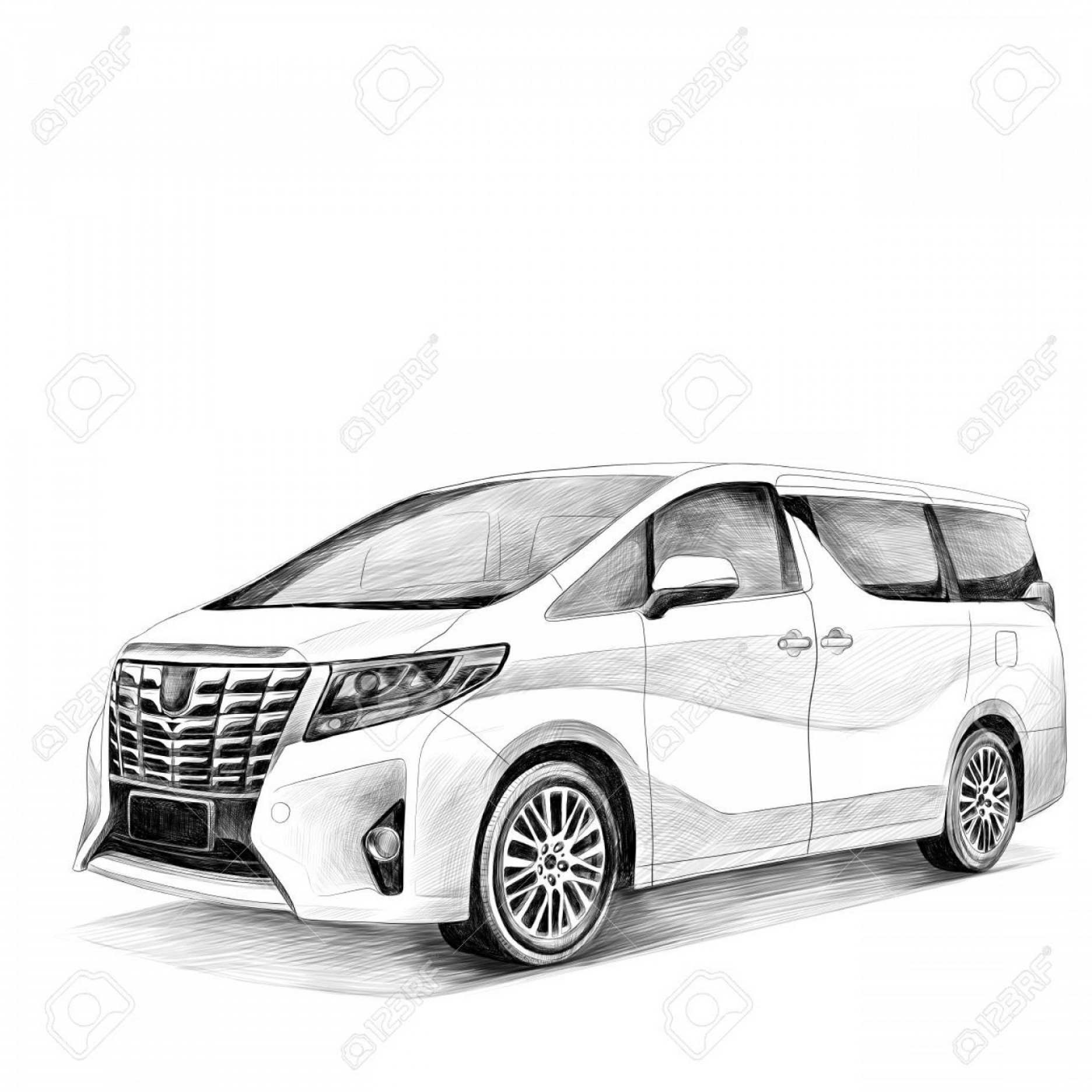 1872x1872 Photostock Vector Car Toyota Alphard Sketch Vector Graphics Black