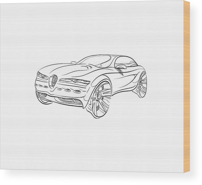 655x600 Car Concept Car Sketch Vector Hand Drawn Autodesign Wood Print