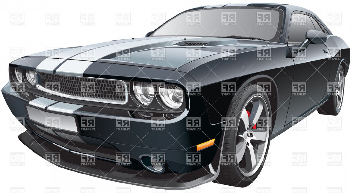 1440x792 Modern Pony Sports Car With White Racing Stripes Vector Clipart