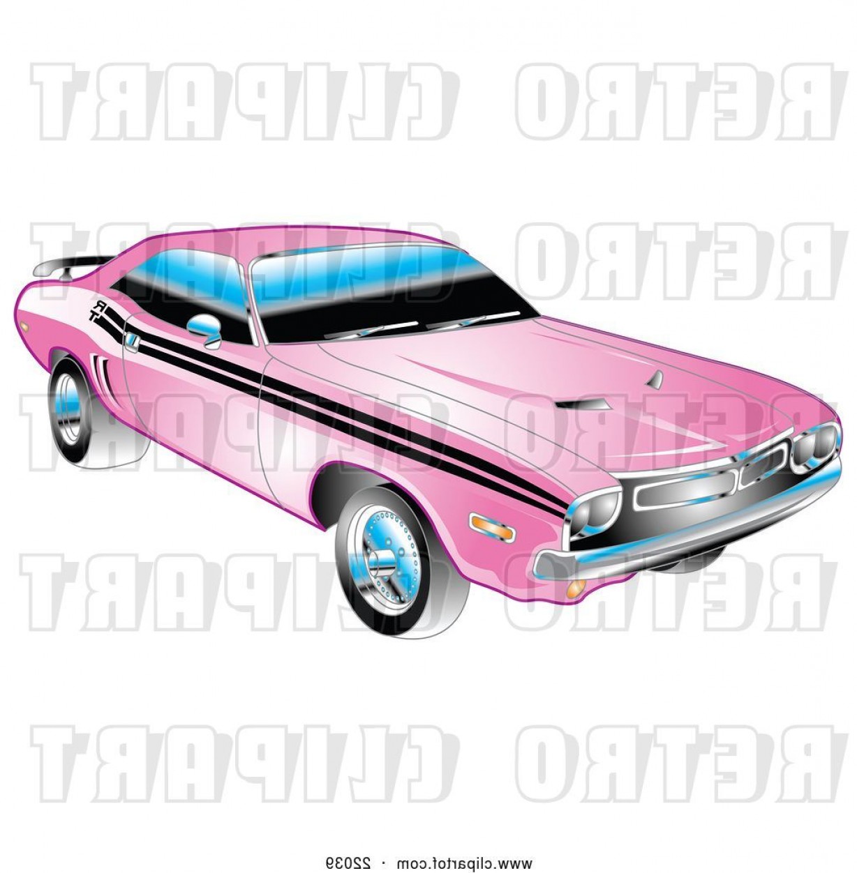 1228x1252 Vector Clip Art Of Retro Dodge Challenger Muscle Car In Pink