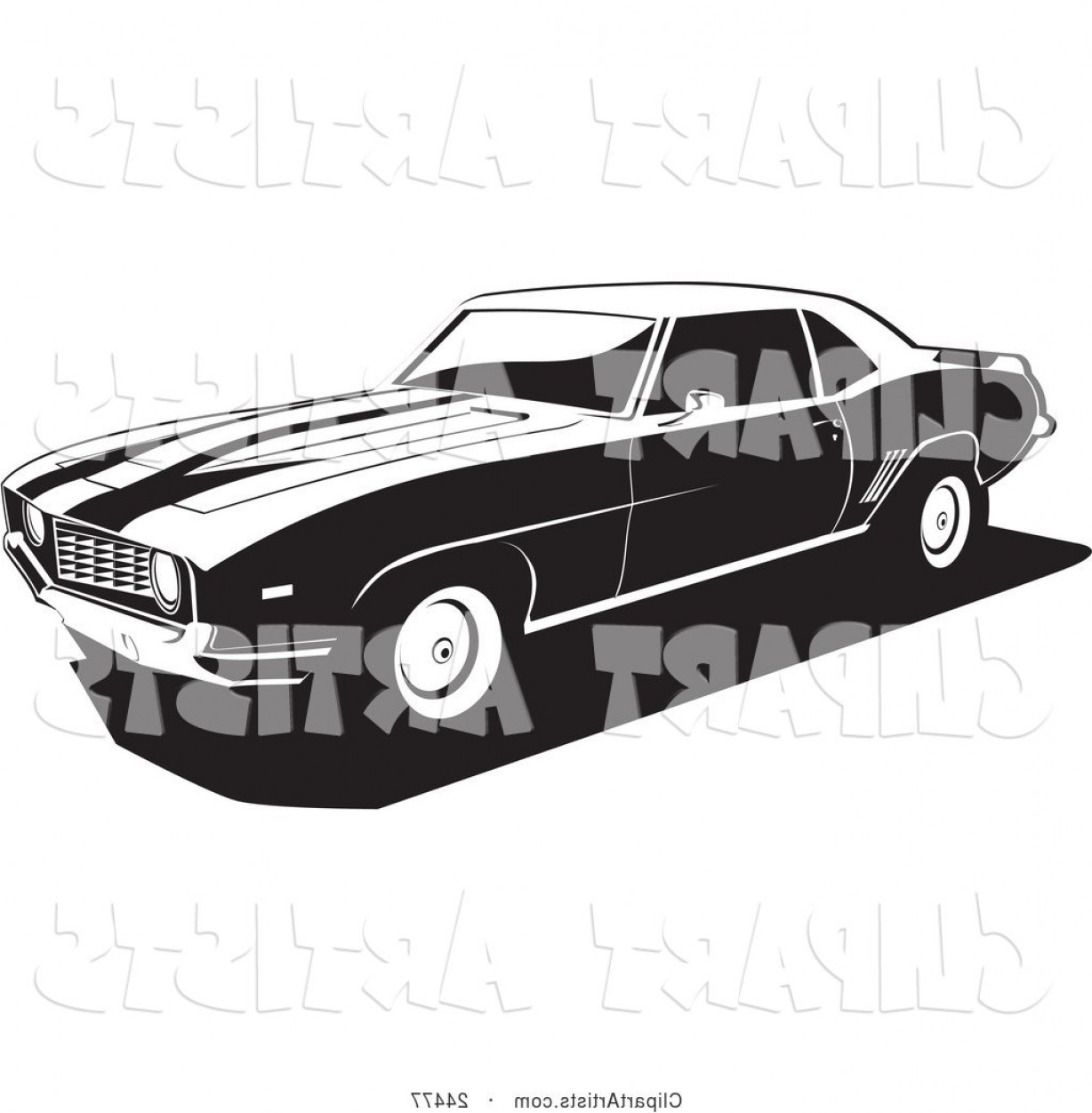 1228x1252 Vector Clipart Chevy Camaro Muscle Car With Racing Stripes