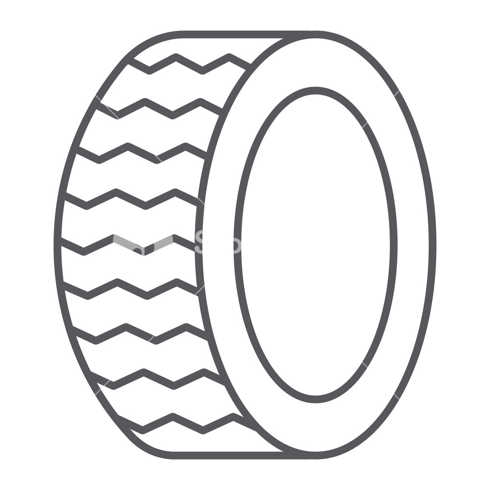 1000x1000 Car Tire Thin Line Icon, Auto And Part, Wheel Sign, Vector