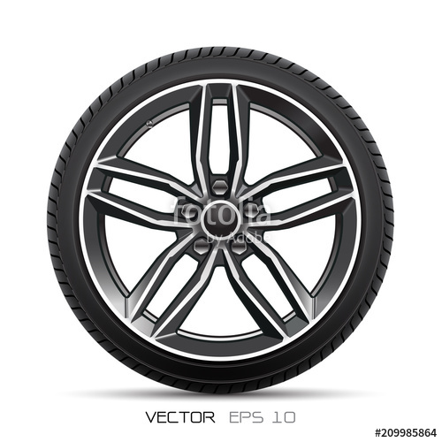 500x500 Aluminum Wheel Car Tire Design Modern On White Background Vector