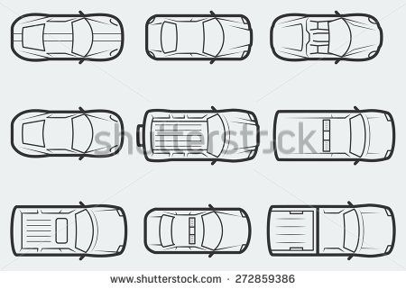 Vector Cars In Outline Style, Top View 450x321 Vector Cars In Outline Style, Top View
