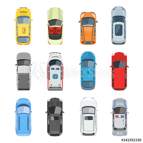 Set Of Car Top View Vector Set 500x500 Set Of Car Top View Vector Set