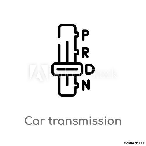 500x500 Outline Car Transmission Vector Icon Isolated Black Simple Line
