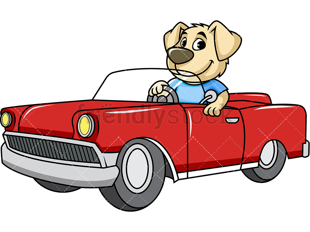 1067x800 Mascot Dog Driving Car Cartoon Vector Clipart